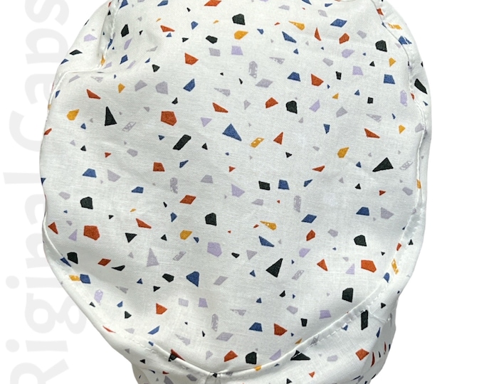 Small Euro Scrub Cap for Women, Modern Terrazzo Print,  Small Euro Scrub Cap, Surgical Cap, Scrub Cap for Women , Surgical Caps