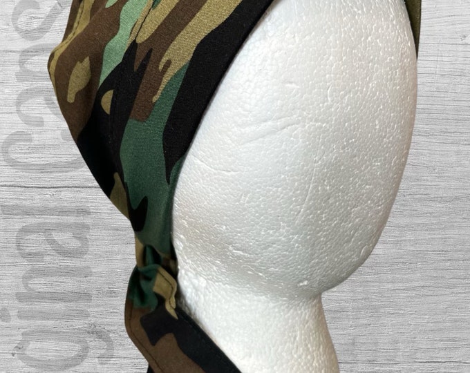 Camouflage Pixie Scrub Cap, Surgical Cap, Scrub Hat, Scrub Cap for Women, Scrub Cap