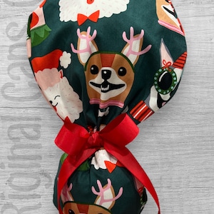Christmas Dogs Ponytail Scrub Cap for Women, Scrub Hat, Surgical Hat