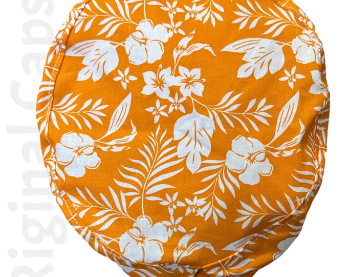 Small Euro Scrub Cap for Women, Hawaiian Floral on Orange Design, Small Euro Scrub Cap, Surgical Cap, Scrub Cap for Women , Surgical Caps