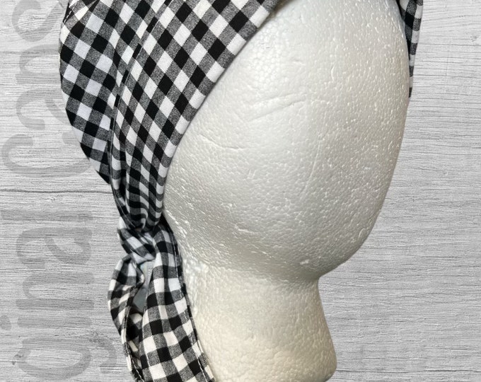 Black and White Newton Check Design Scrub Cap, Surgical Cap, Scrub Hat, Scrub Hat for Women