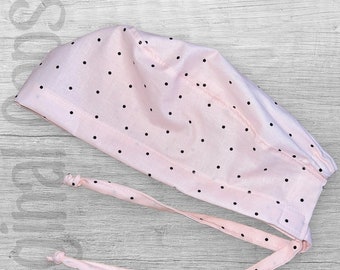 Black Dots on Light Pink Surgical Scrub Cap, Unisex Scrub Cap, Surgical Caps, Scrub Caps for Women, Scrub Cap for Men, OR Cap