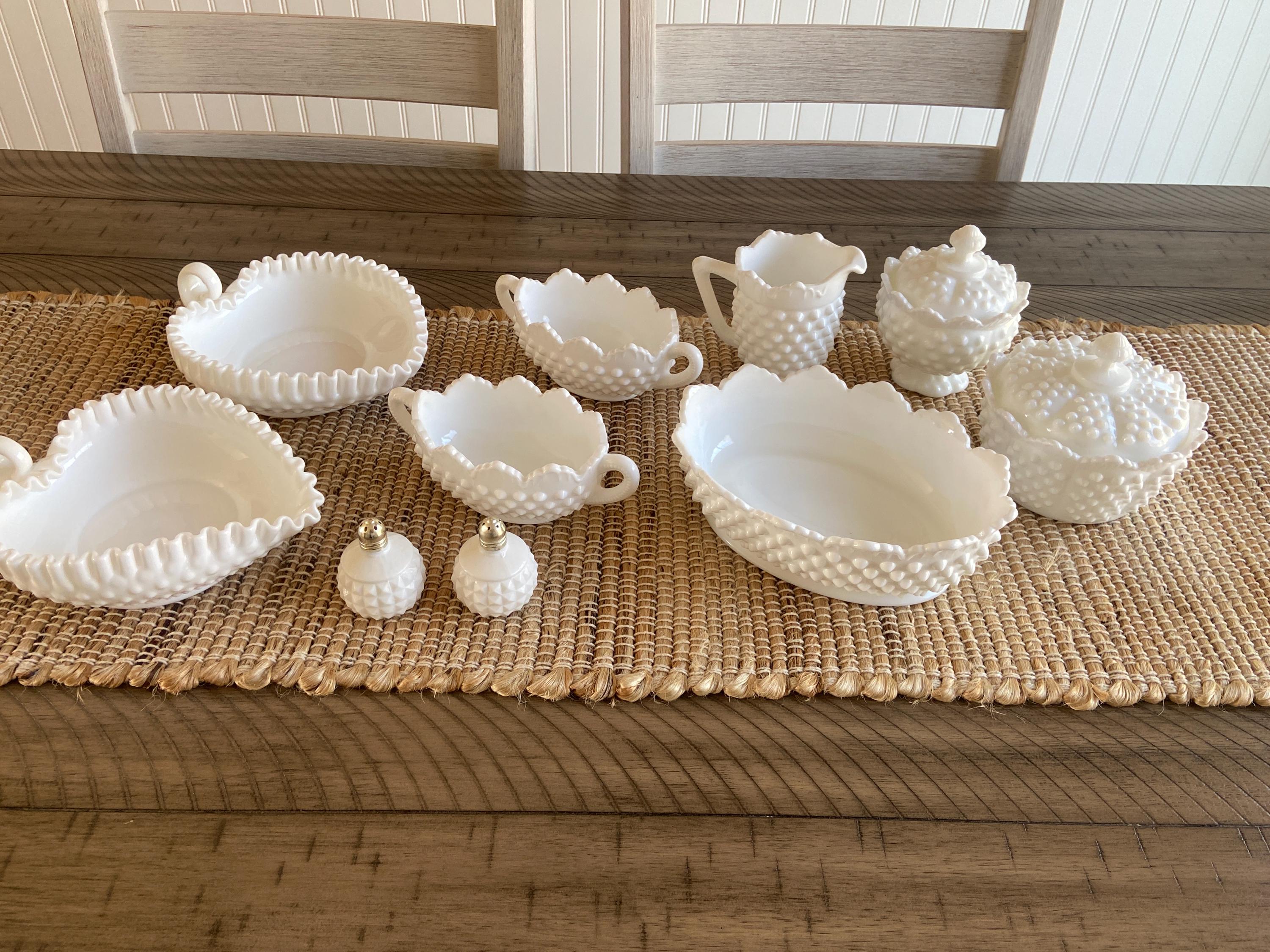 Fenton and milk glass, hobnail collection. several pieces