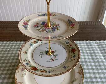 Vintage china three Tiered Plate Stand, tiered serving, teatime