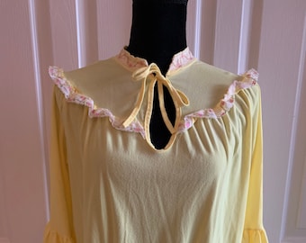 Vintage yellow nightgown brush polyester