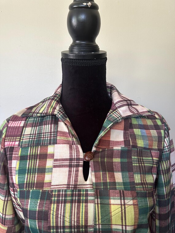 Vintage Nikki  patchwork plaid polyester tunic pu… - image 1