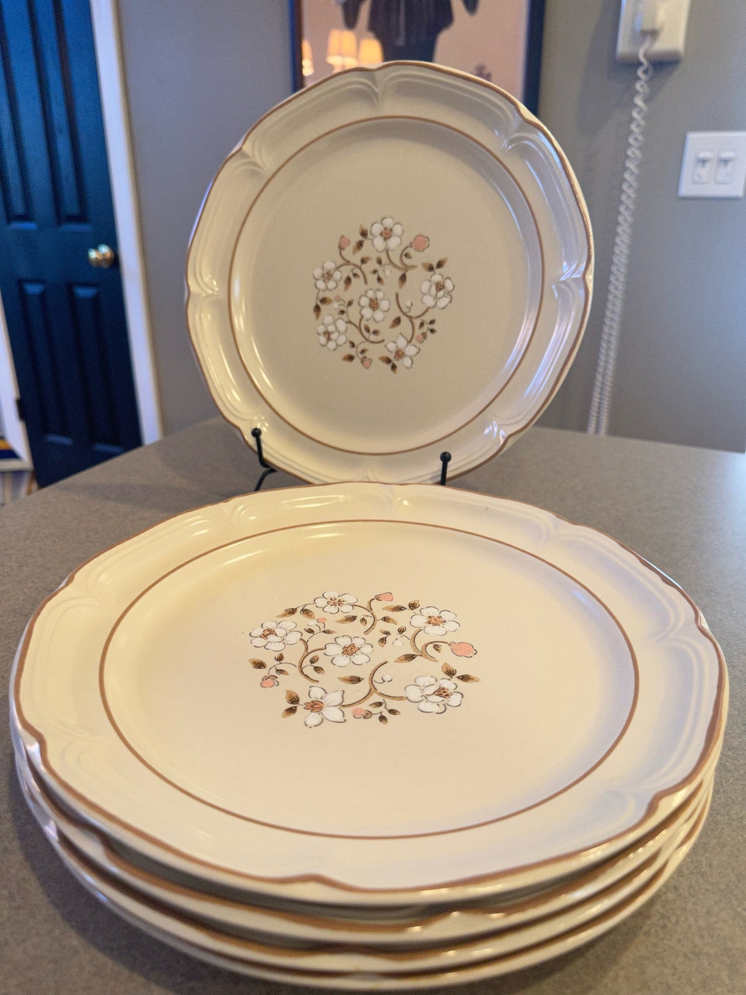 Covington Stoneware Hand Decorated Dinner Plates Idlewild Etsy