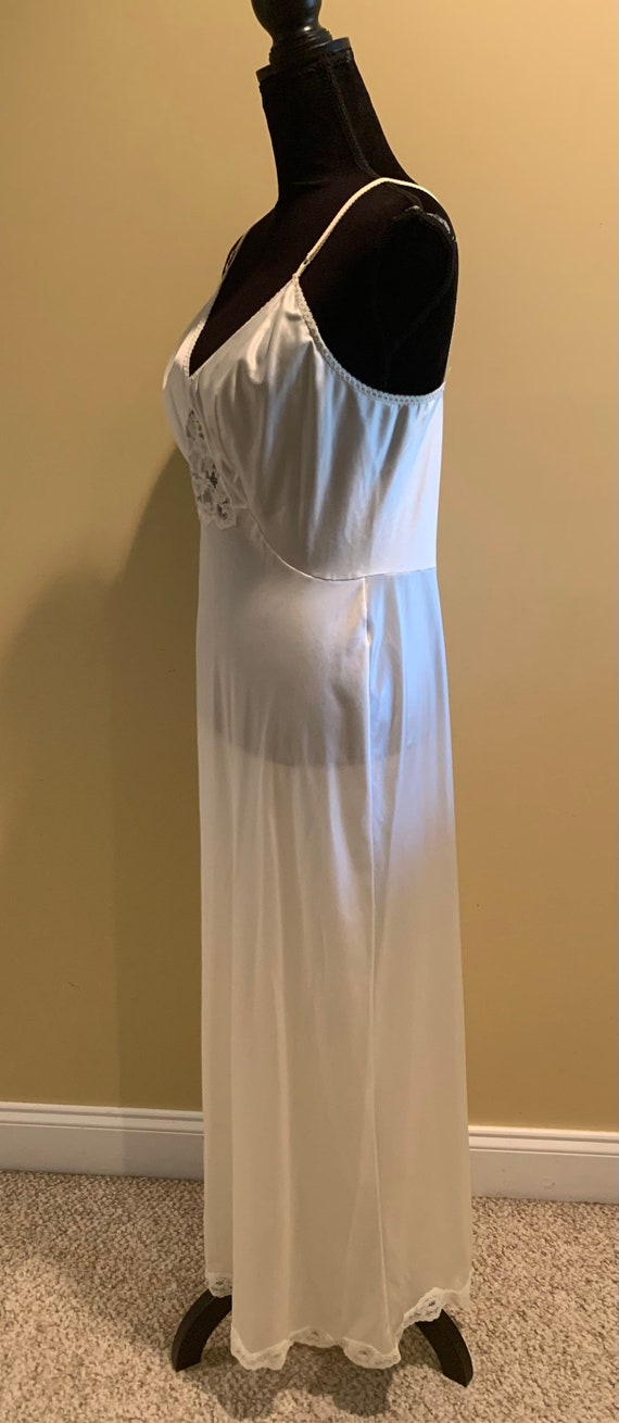 Ivory nylon long dress slip nightgown adjustable … - image 4