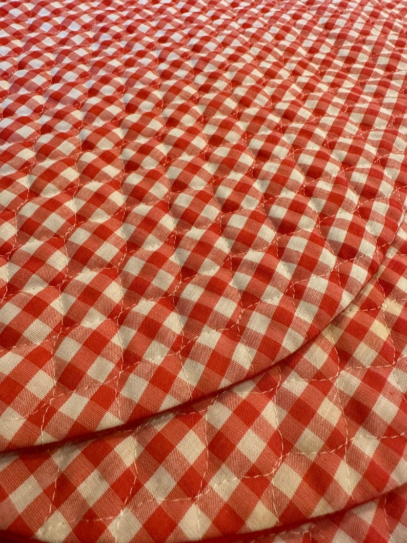 Quilted Red and White Checkered Oval Placemats Set of Four Etsy