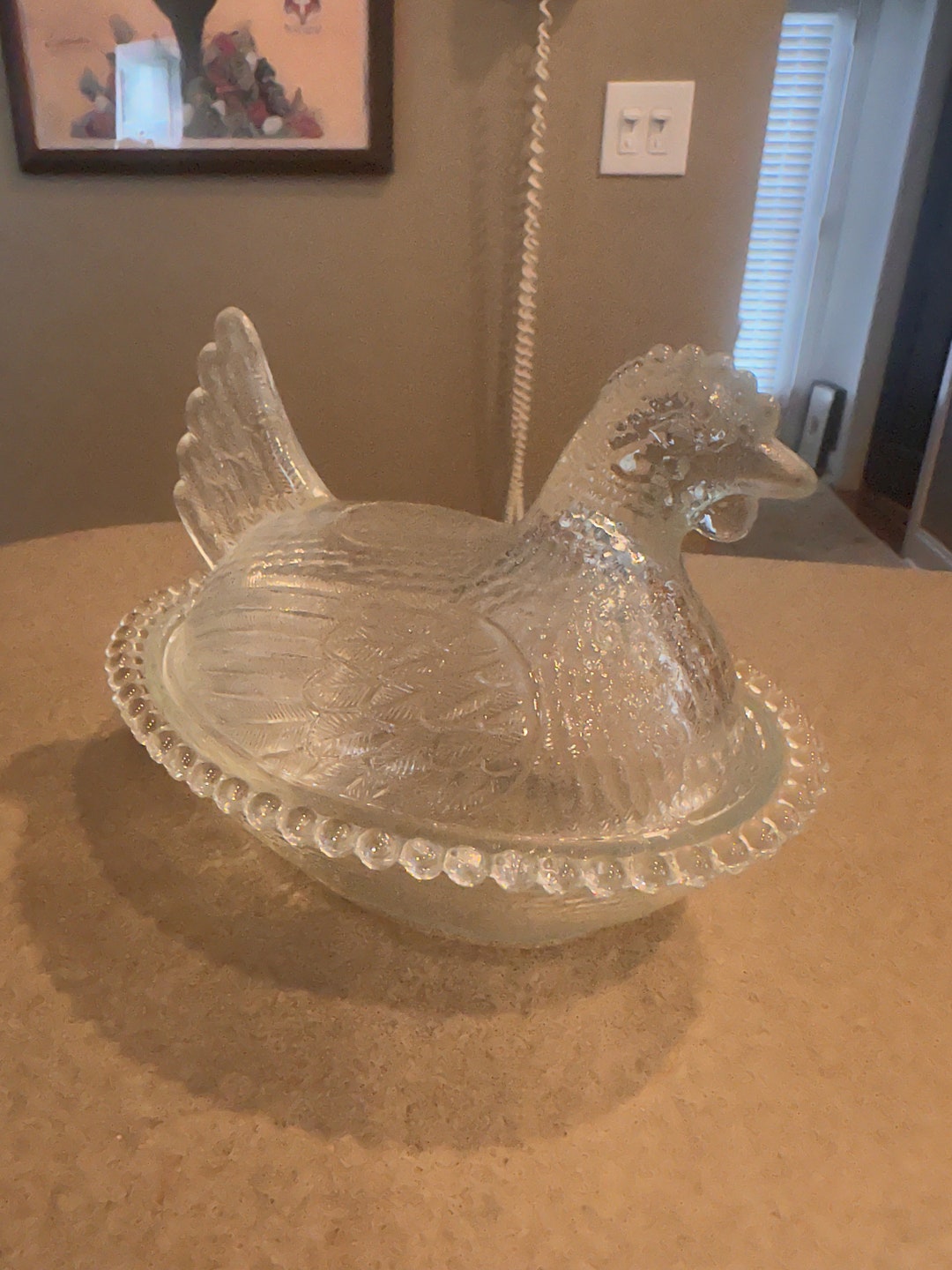 Clear Indiana Glass Hen 2 Piece Candy Dish Trinket Dish Vintage Etsy