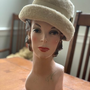 Vintage Betmar fur hat beige fashion hat 1950s 1960s image 1