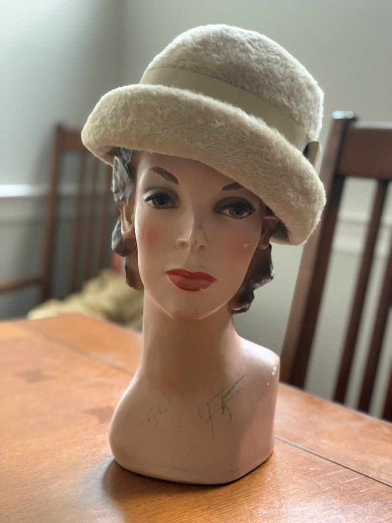Vintage Betmar fur hat beige fashion hat 1950s 1960s image 1