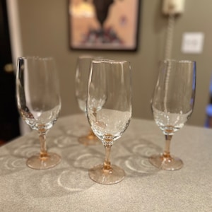 Rose pink iced tea water glasses stemware set of four