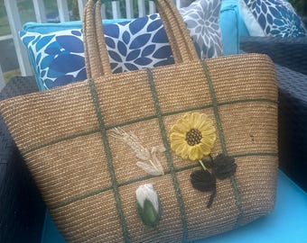 Coach Hamptons Straw & Leather Tote Bag - Etsy