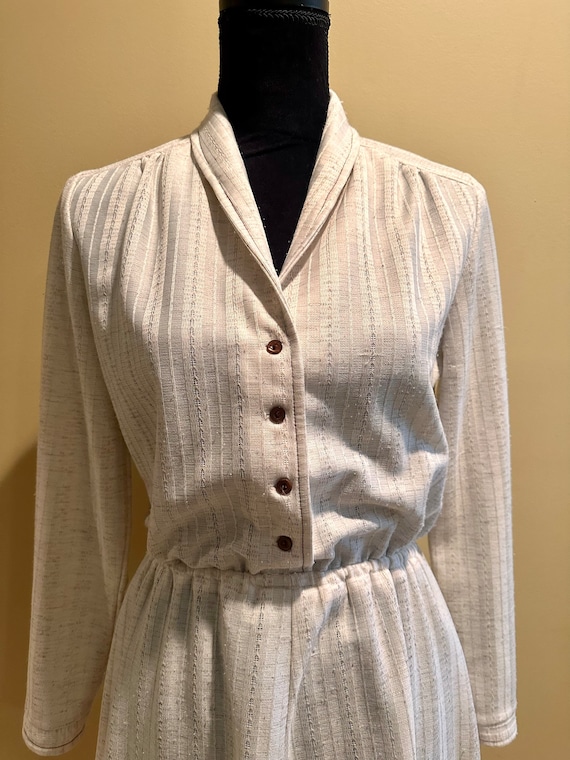 Vintage polyester long sleeve polyester dress ivo… - image 1