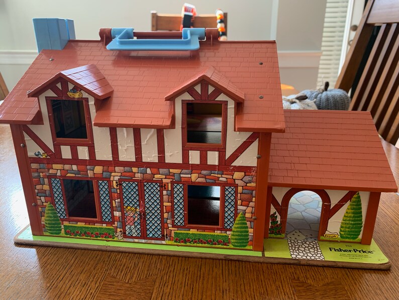Fisher Price Tudor Playhouse Doll House With Furniture Vintage Etsy