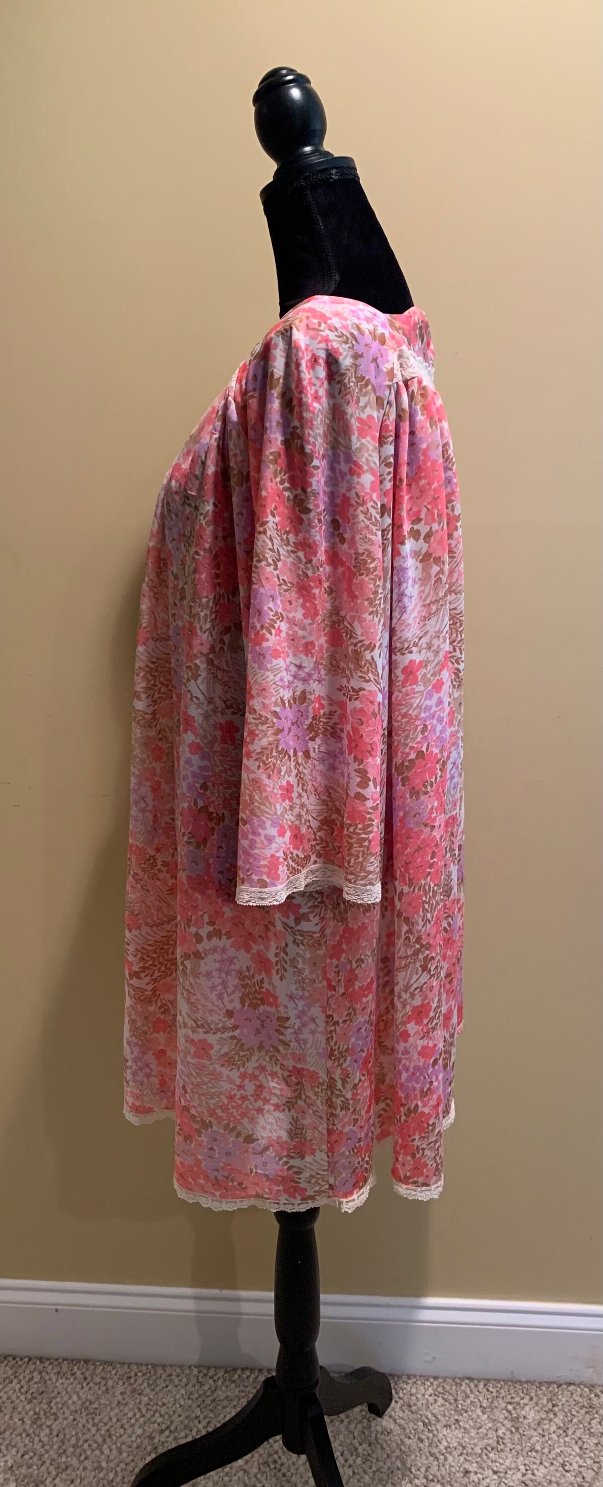 Handmade vintage nylon chiffon floral nightgown cover up | Etsy