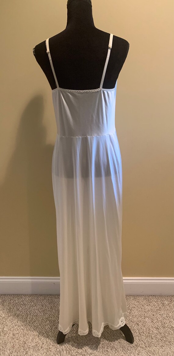 Ivory nylon long dress slip nightgown adjustable … - image 5