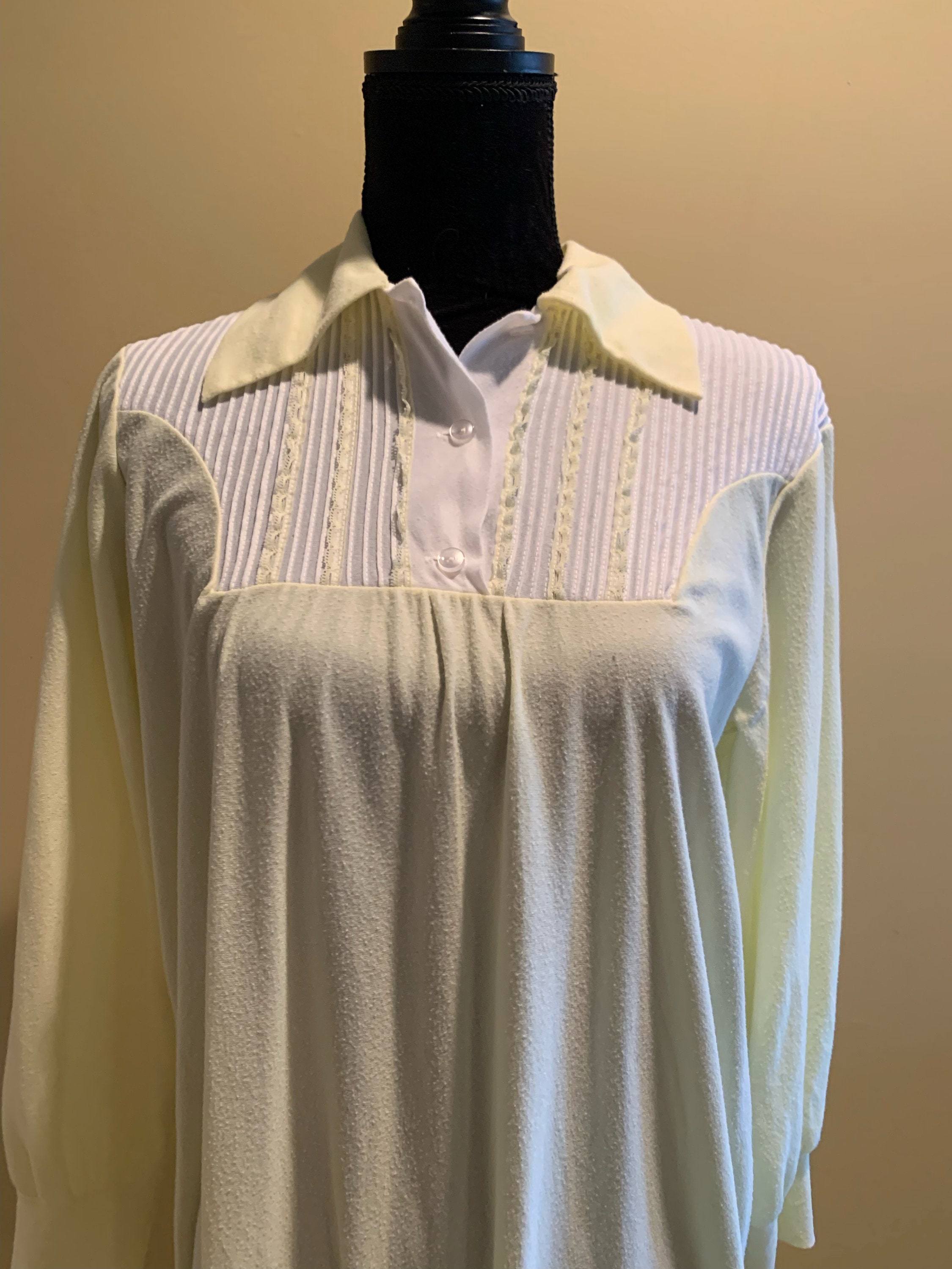 Long Yellow Nightgown With Long Sleeves Brushed Nylon Acetate - Etsy Sweden