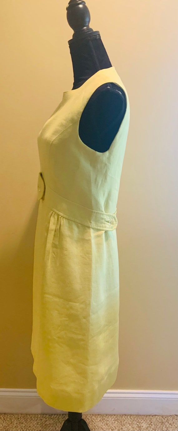 Vintage yellow sheath dress linen 1970s - image 7