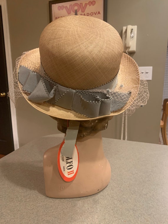 Woven Upturned Brim Hat With Netting Vintage Adolpho Gem