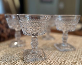 Imperial Glass Cape Cod Sherbet Set: Vintage Dessert Coupe Glasses