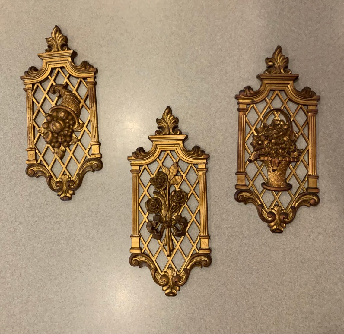 Mid Century Plastic Wall Plaques Kitchen Decor Set of Three Etsy