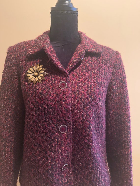 Vintage chenille burgundy blazer jacket by Require