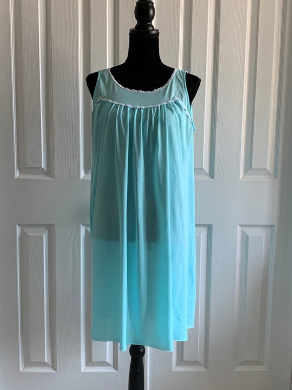 Vintage robin egg blue nylon nightgown