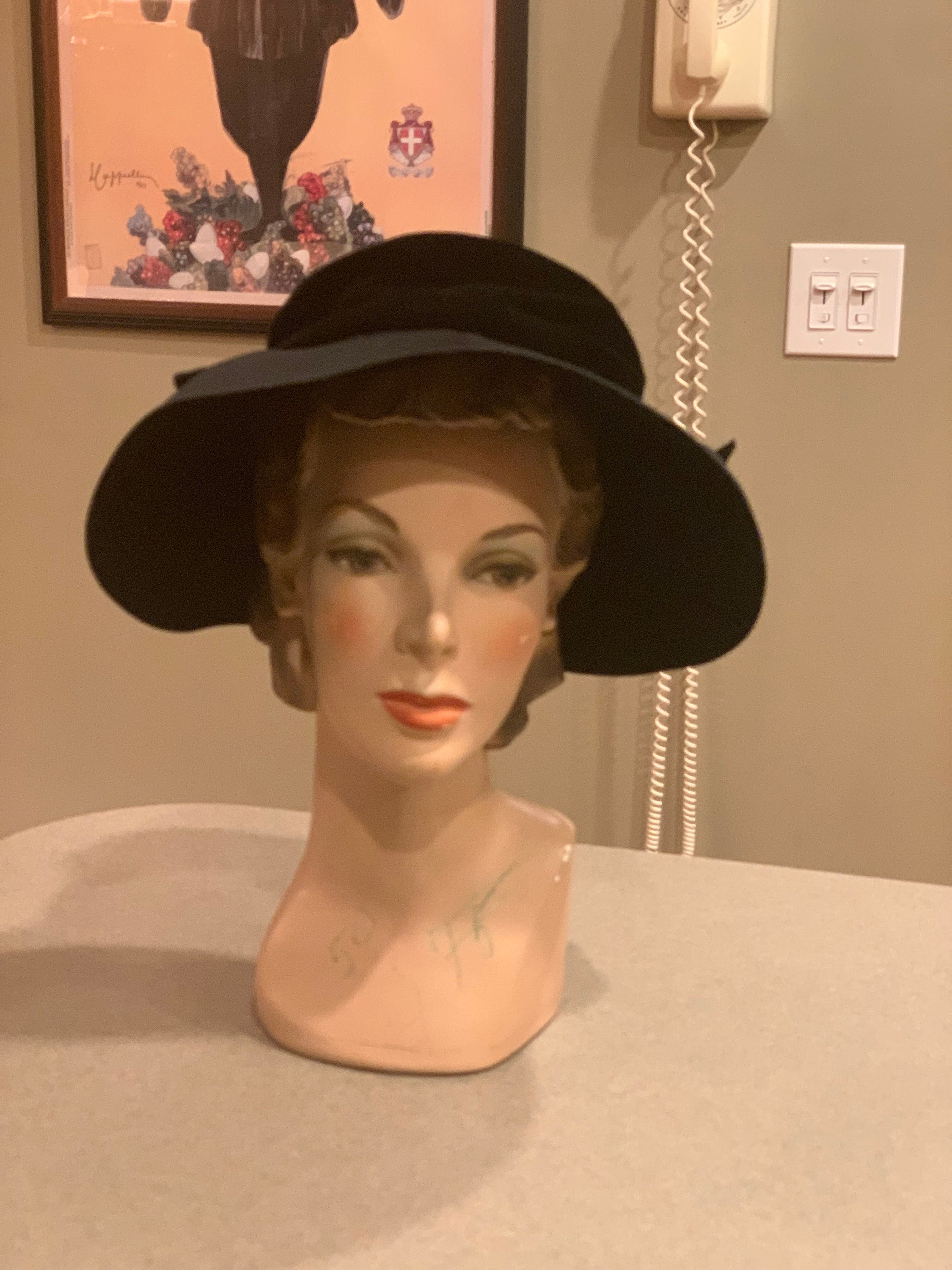 60s Mr. Kurt Original Wide Brim Peaches & Cream Orchid Hat kentucky derby hat large wide brim sinamay coral orange  main image 3