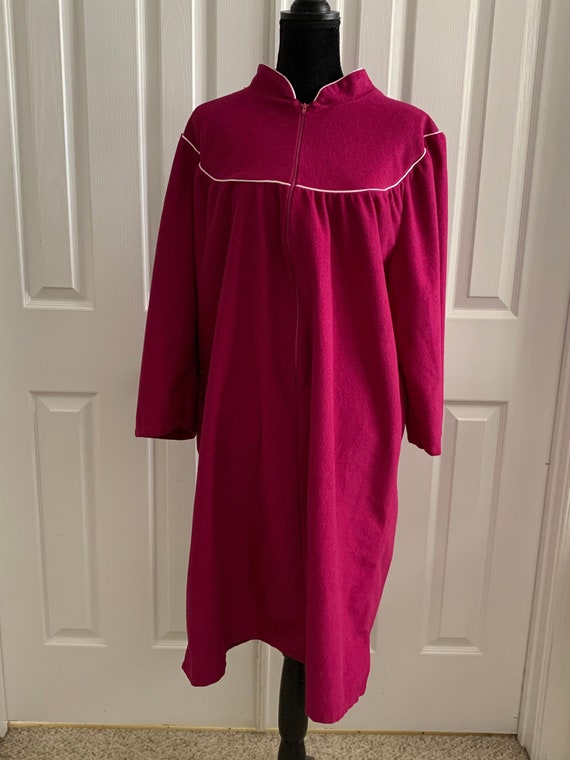 Velour robe, front zip wine hued Haband - image 1