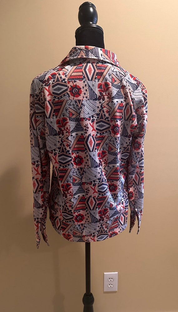 Abstract pattern button down long sleeve woman's … - image 4