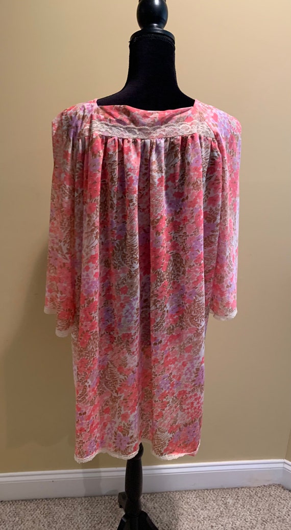 Handmade vintage nylon chiffon floral nightgown c… - image 7