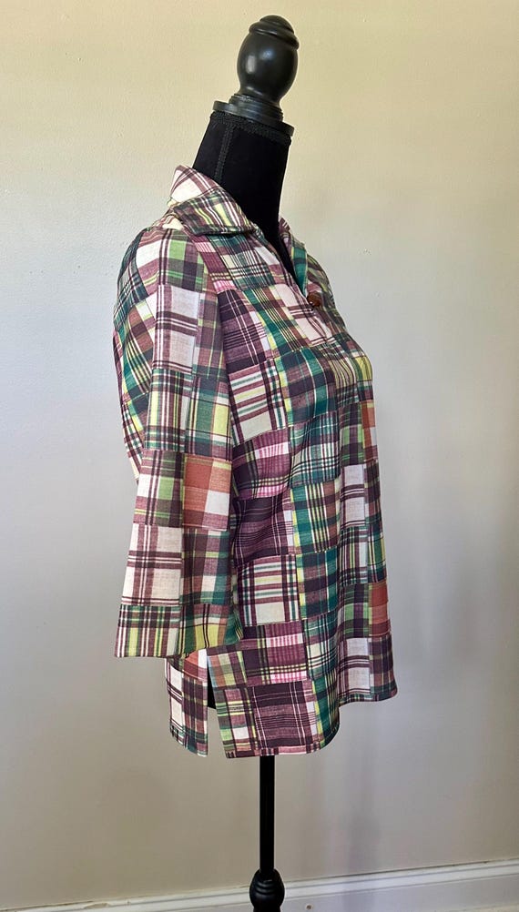 Vintage Nikki  patchwork plaid polyester tunic pu… - image 3
