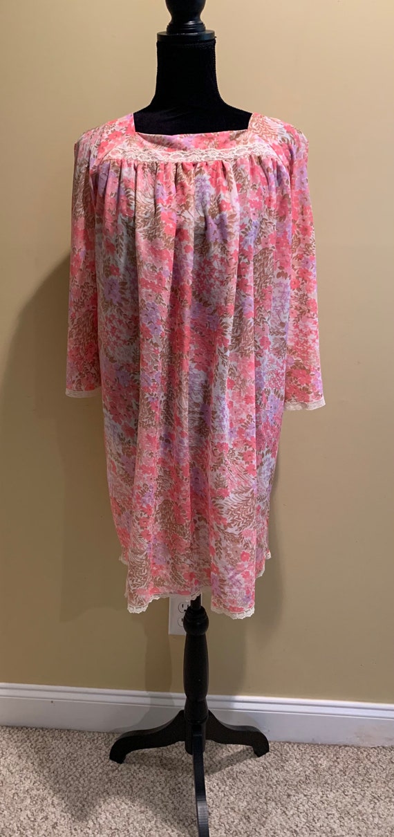 Handmade vintage nylon chiffon floral nightgown c… - image 6