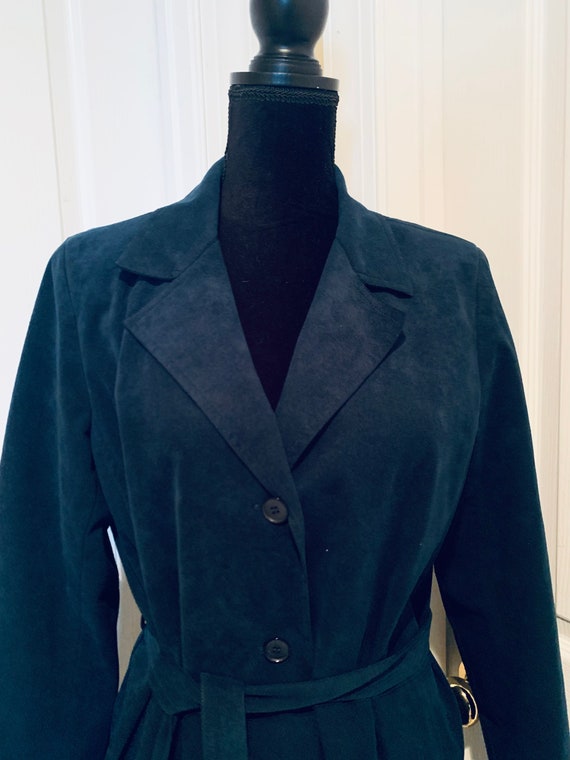 Navy blue ultra suede coat by Nat Kaplan Couture v