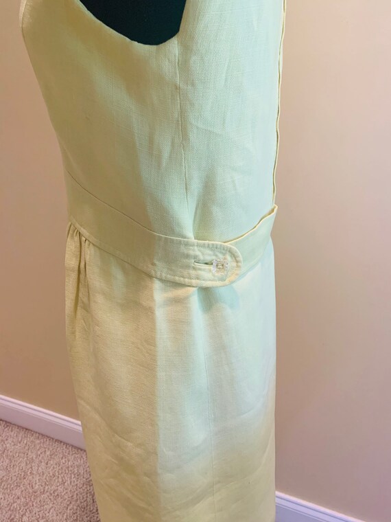 Vintage yellow sheath dress linen 1970s - image 5