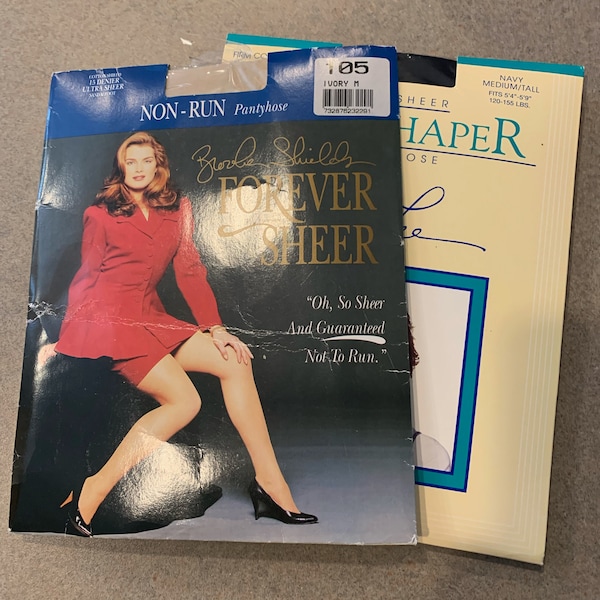 Vintage pantyhose nylons set of two Brooke Shields and Kathie Lee Gifford