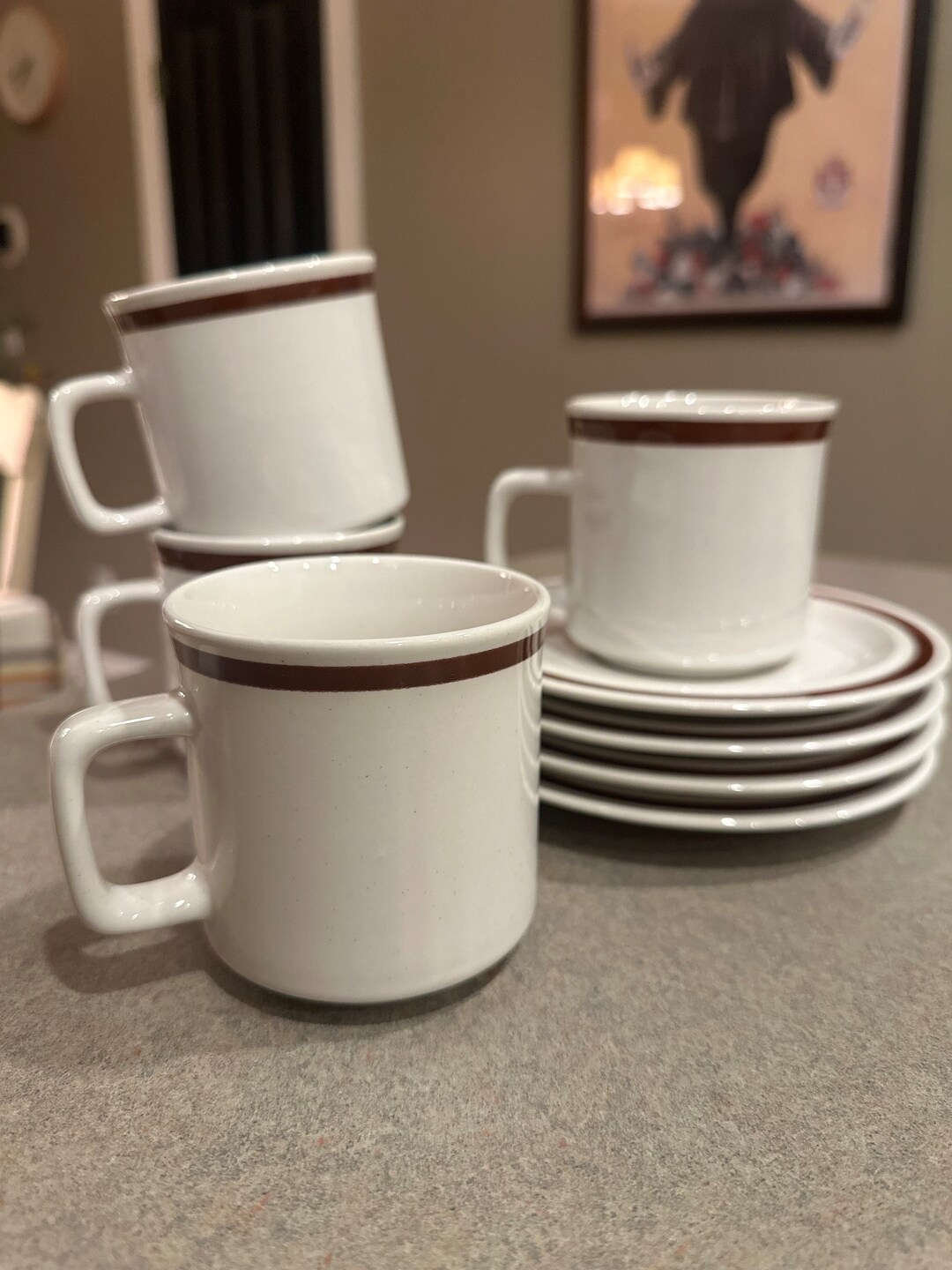 Genuine Stoneware Japan Coffee Cups With Matching Saucer Set of Four Etsy