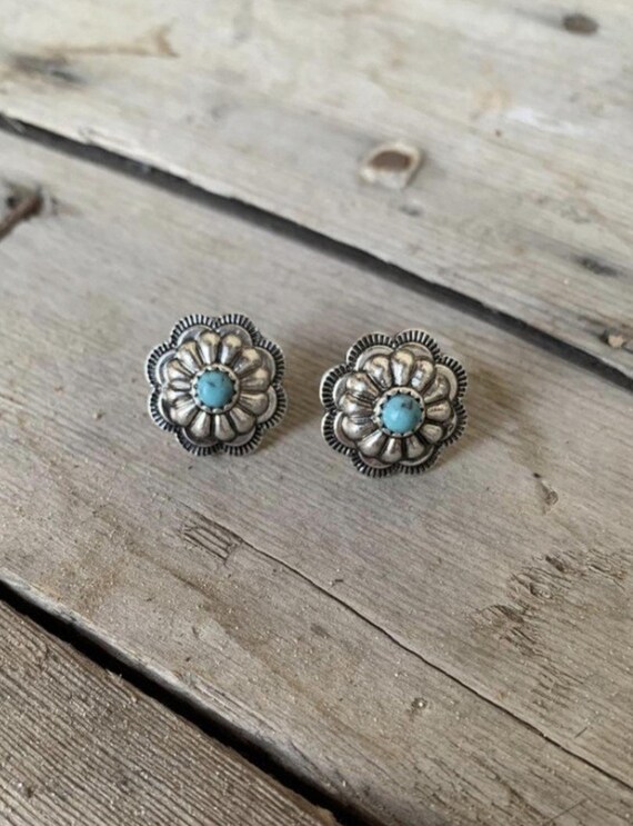 Turquoise & Silver Little Conchos | Etsy