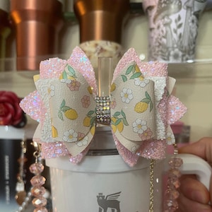 Lemon Flowers bow and boot set - set for Stanley cups