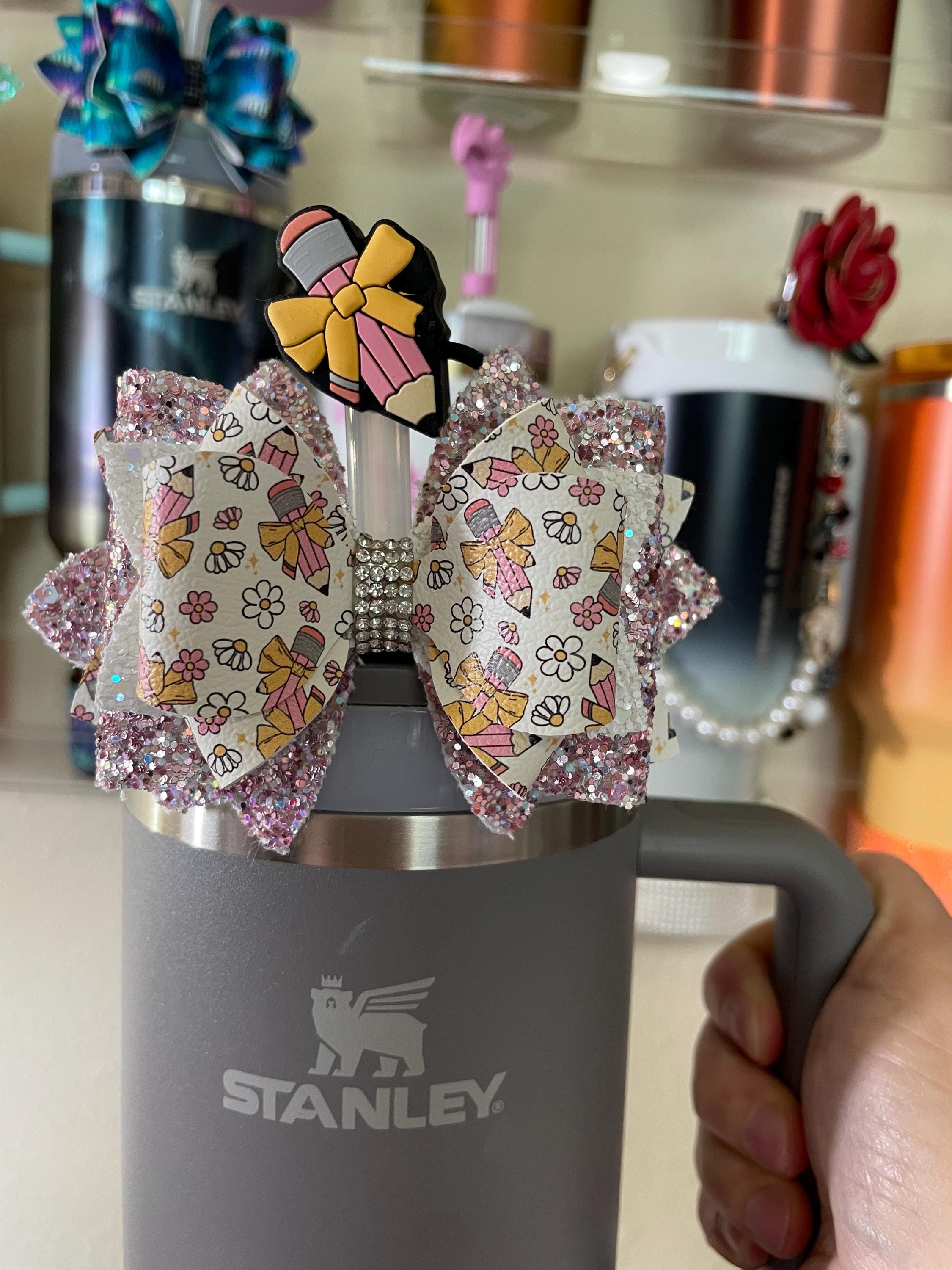 Pencil Bow Boot & Straw Topper Set for Stanley Cups