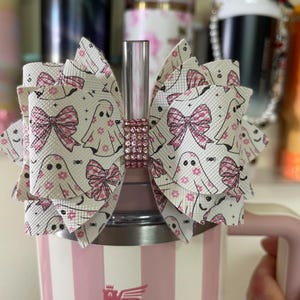 Halloween Coquette Ghost bow - Bow topper for Stanley’s