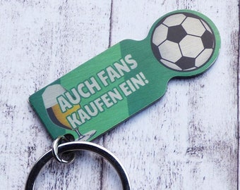 Shopping cart solver for football fans | Stainless steel printed with football | Practical gift for footballers, football fans