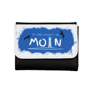 Maritimer Geldbeutel mit Spruch 'Bi uns seggt wi Moin' | Plattdeutsch | Portemonnaie | Geldbörse | Maritime Geschenke, Nordsee, Ostsee