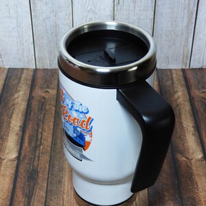 Edelstahl Thermobecher/Reisebecher für Trucker und LKW Fahrer 'King of the Road' | Mit Henkel | Tolles Geschenk