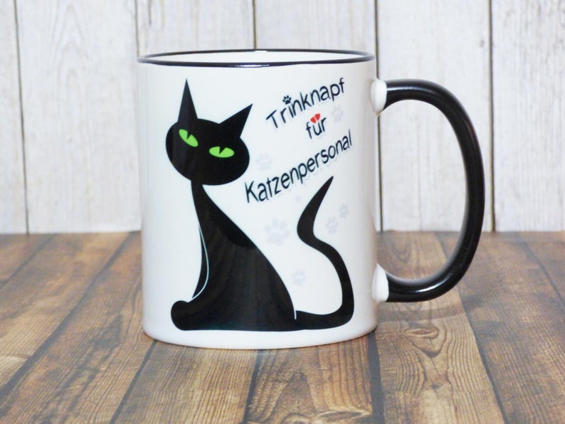 Katzen Tasse Trinknapf für Katzenpersonal | Lustige Katzentasse | Keramik | Geschenk für Katzenliebhaber, Katzenbesitzer