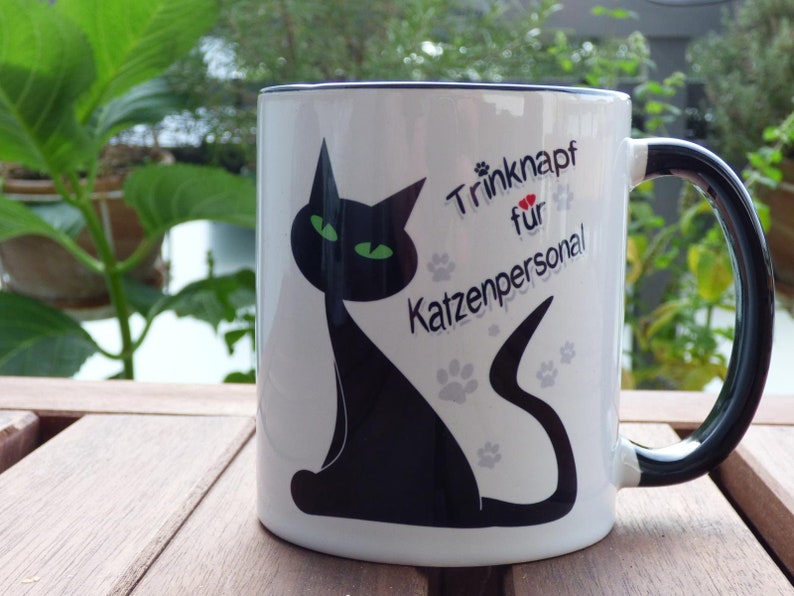 Katzen Tasse Trinknapf für Katzenpersonal | Lustige Katzentasse | Keramik | Geschenk für Katzenliebhaber, Katzenbesitzer