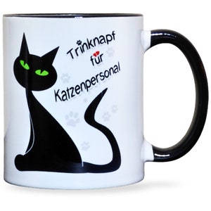 Katzen Tasse Trinknapf für Katzenpersonal | Lustige Katzentasse | Keramik | Geschenk für Katzenliebhaber, Katzenbesitzer