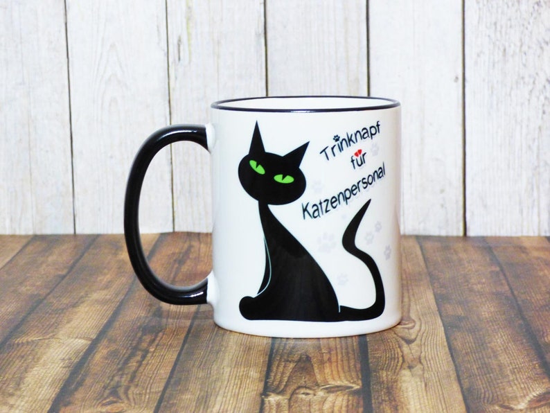 Katzen Tasse Trinknapf für Katzenpersonal | Lustige Katzentasse | Keramik | Geschenk für Katzenliebhaber, Katzenbesitzer